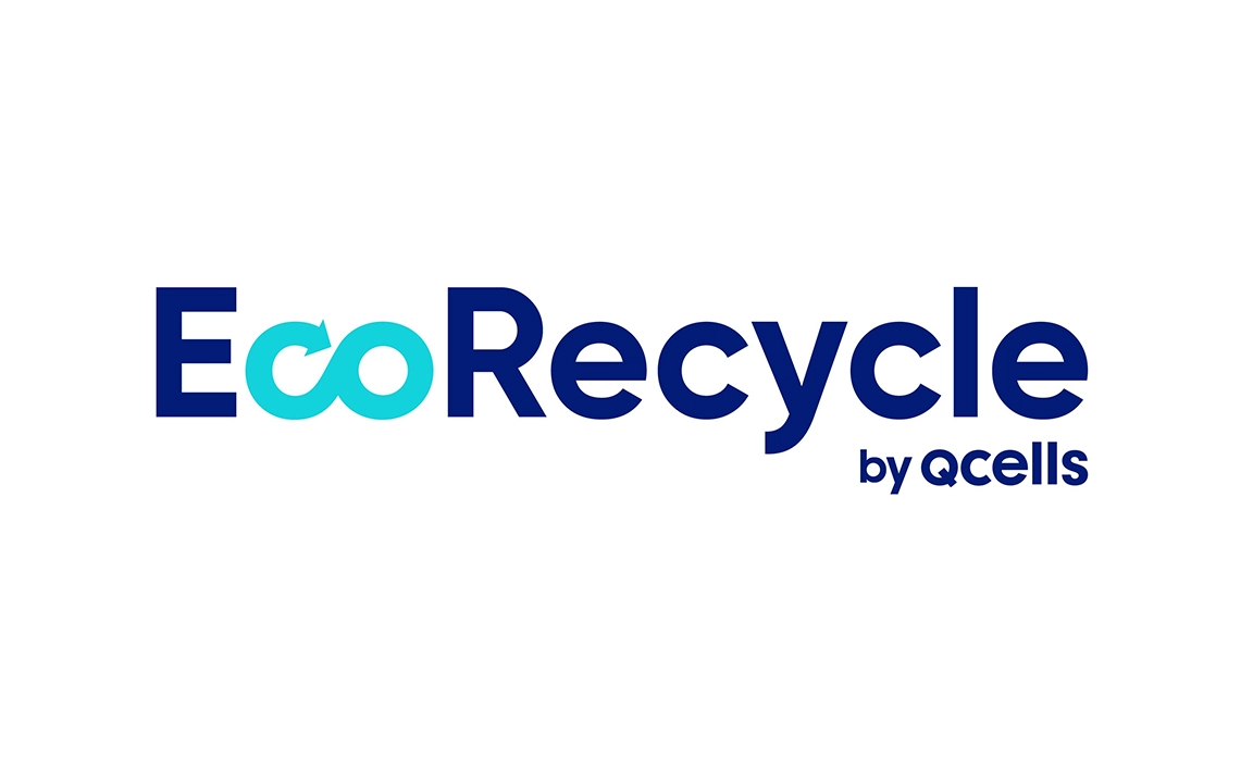 EcoRecycle logo with infinity loop design representing sustainable solar recycling by Hanwha Qcells.
