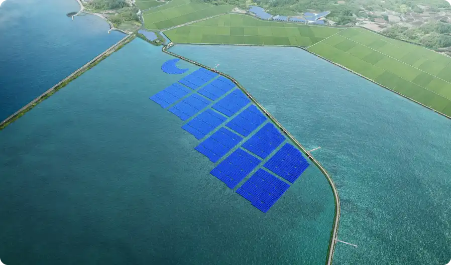 Hanwha Solutions Insight Division operates a floating solar power plant in Goheung, South Korea.