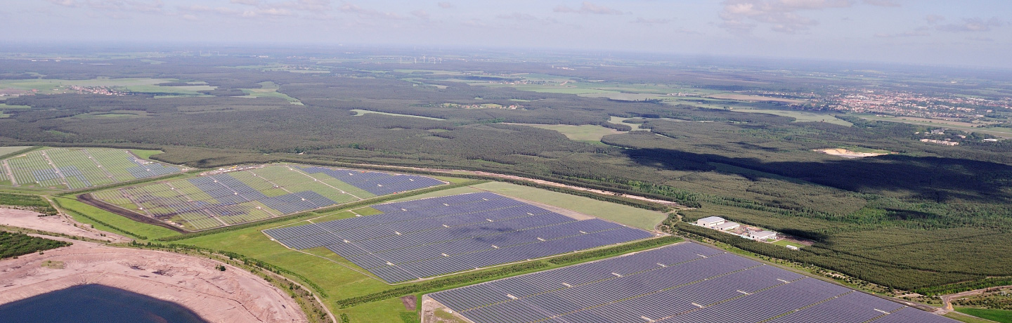 Hanwha Qcells' solar panels at the Finsterwalde Solar Park in Bradenburg, Germany.