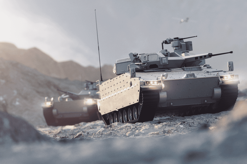 The Redback, a next-generation infantry fighting vehicle (IFV), features a highly advanced armored vehicle suspension system