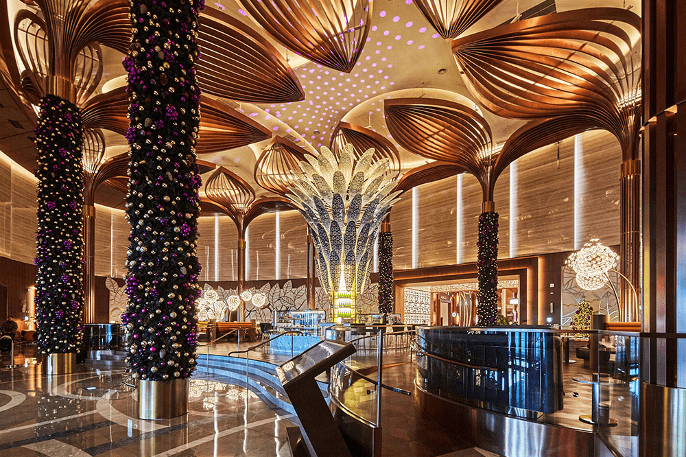 Main lobby of the Mohegan Inspire Entertainment Resort in Incheon, South Korea. 