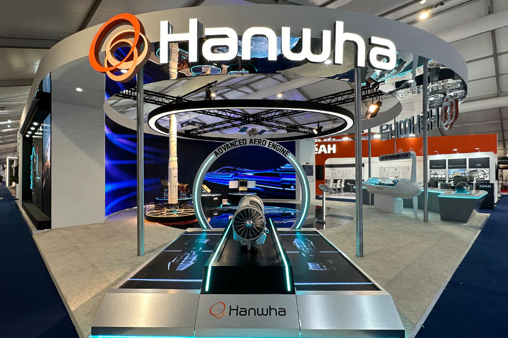 Hanwha Aerospace displays its 15,000-pound-thrust-class turbofan aircraft engine