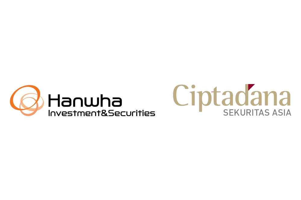 Hanwha Investment & Securities and Ciptadana Securities Asia logos side by side following acquisition