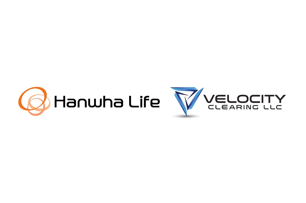 Hanwha Life and Velocity Clearing logos representing partnership and acquisition