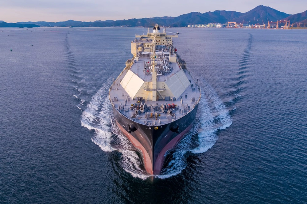 An LNG carrier sailing across the ocean